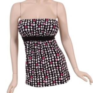 Sexy Strapless Tube Black & Pink Plus Size Top 1XL